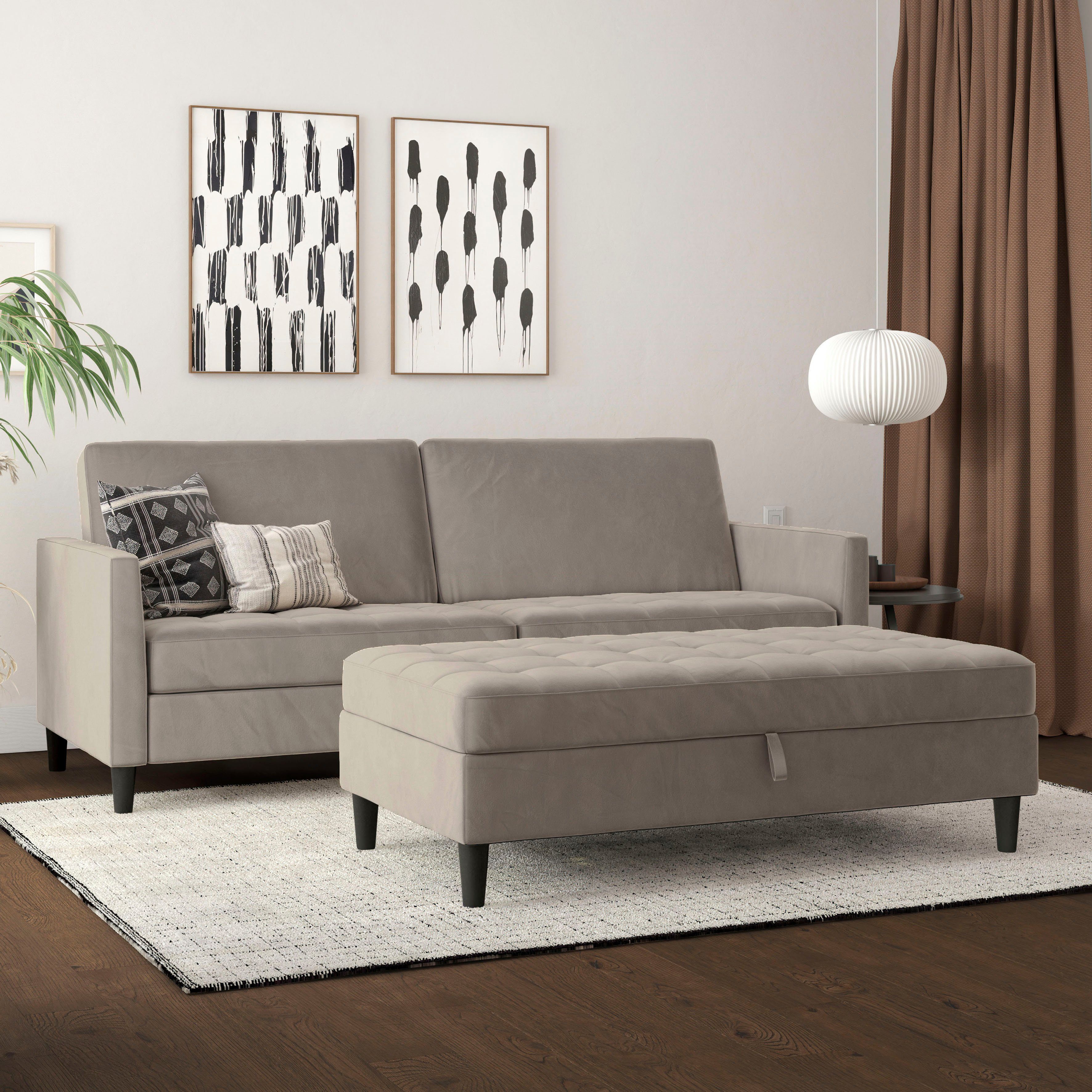 Dorel Home 3-Sitzer Presley, Sofa mit Bett-Funktion und verstellbarer Rückenlehne