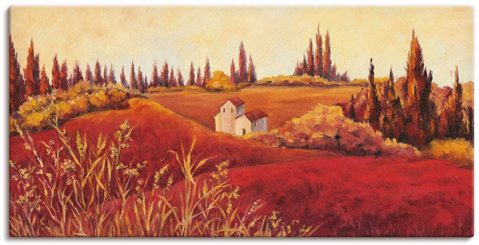Artland Wandbild Rote Felder, Größen Alubild, in Poster Leinwandbild, Felder versch. als St), (1 oder Wandaufkleber