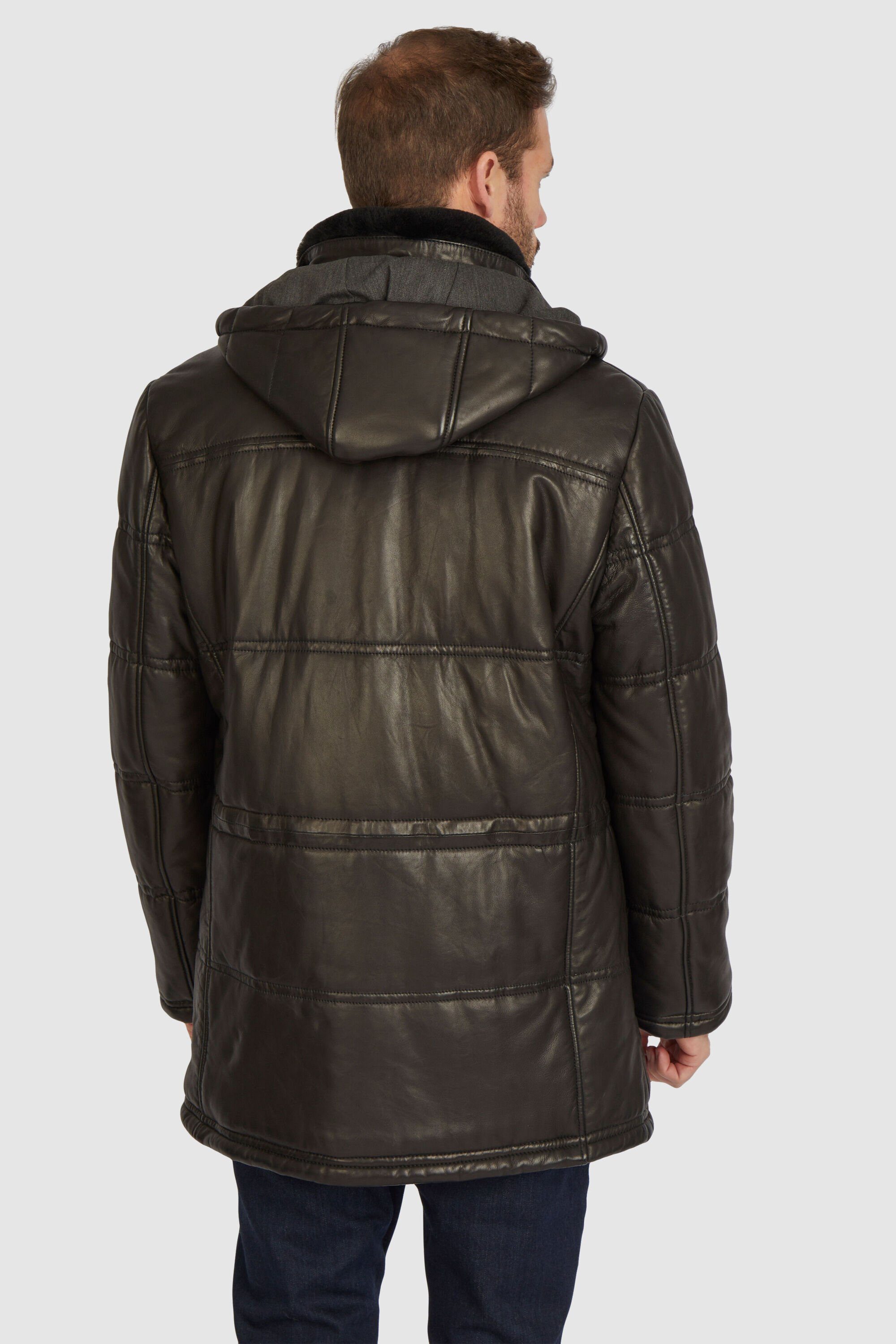 bugatti Lederjacke BUFREDERICO (1-St) mit Stehkragen und Kapuze