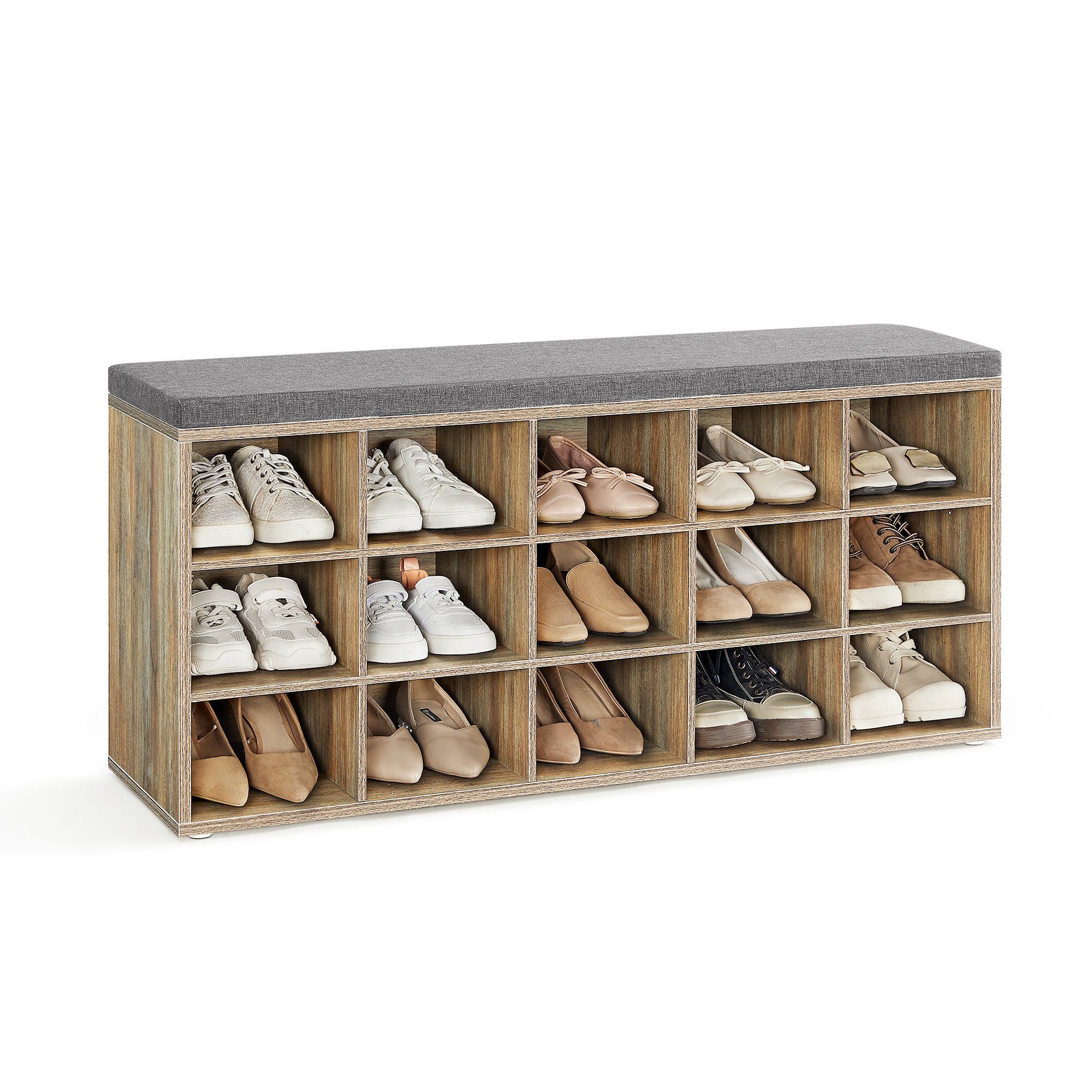VASAGLE Schuhbank, Schuhregal, mit 15 Fächern, günstig online kaufen