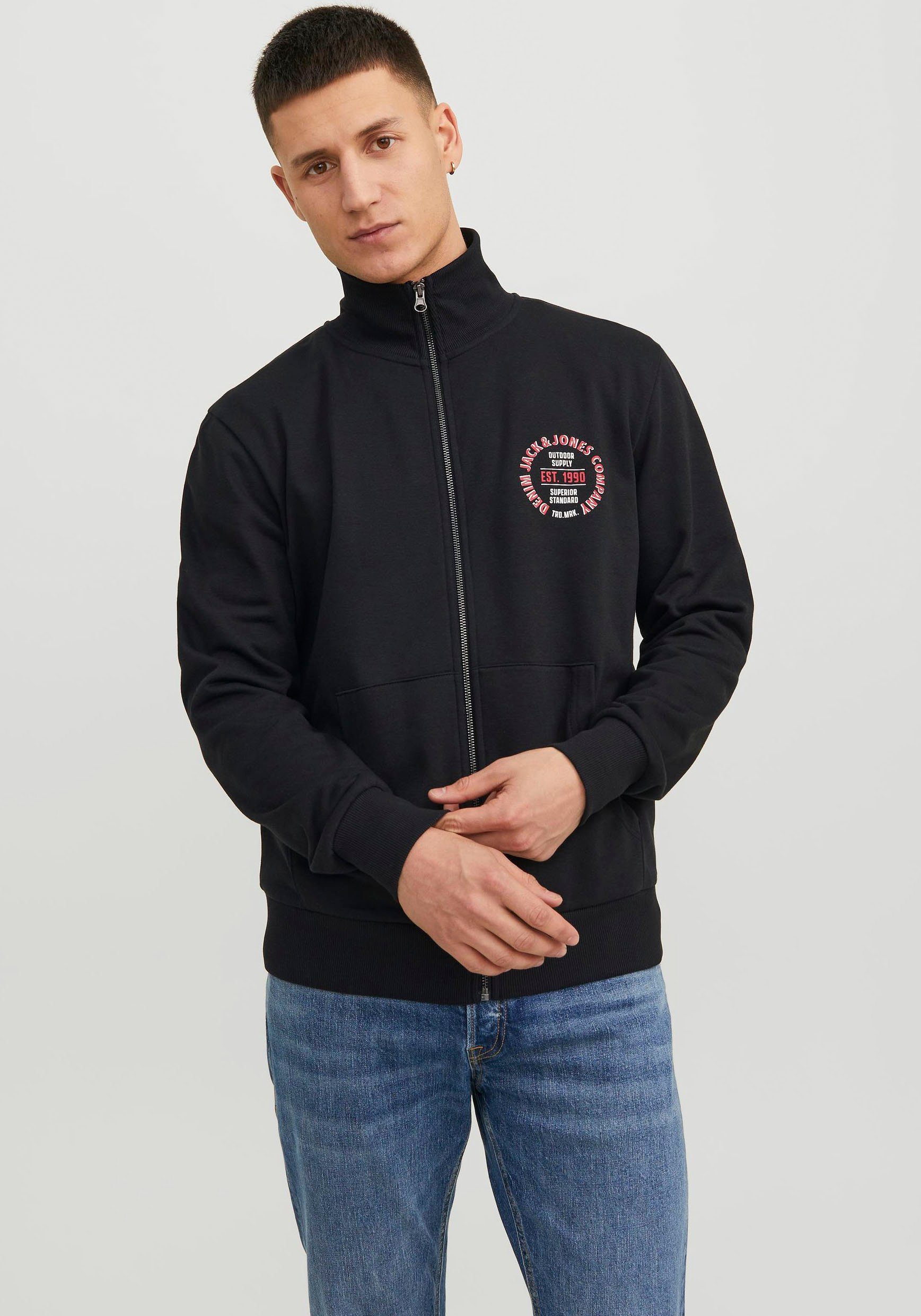 Jack & Jones Sweatjacke JJ JJANDY SWEAT ZIP HIGH NECK black