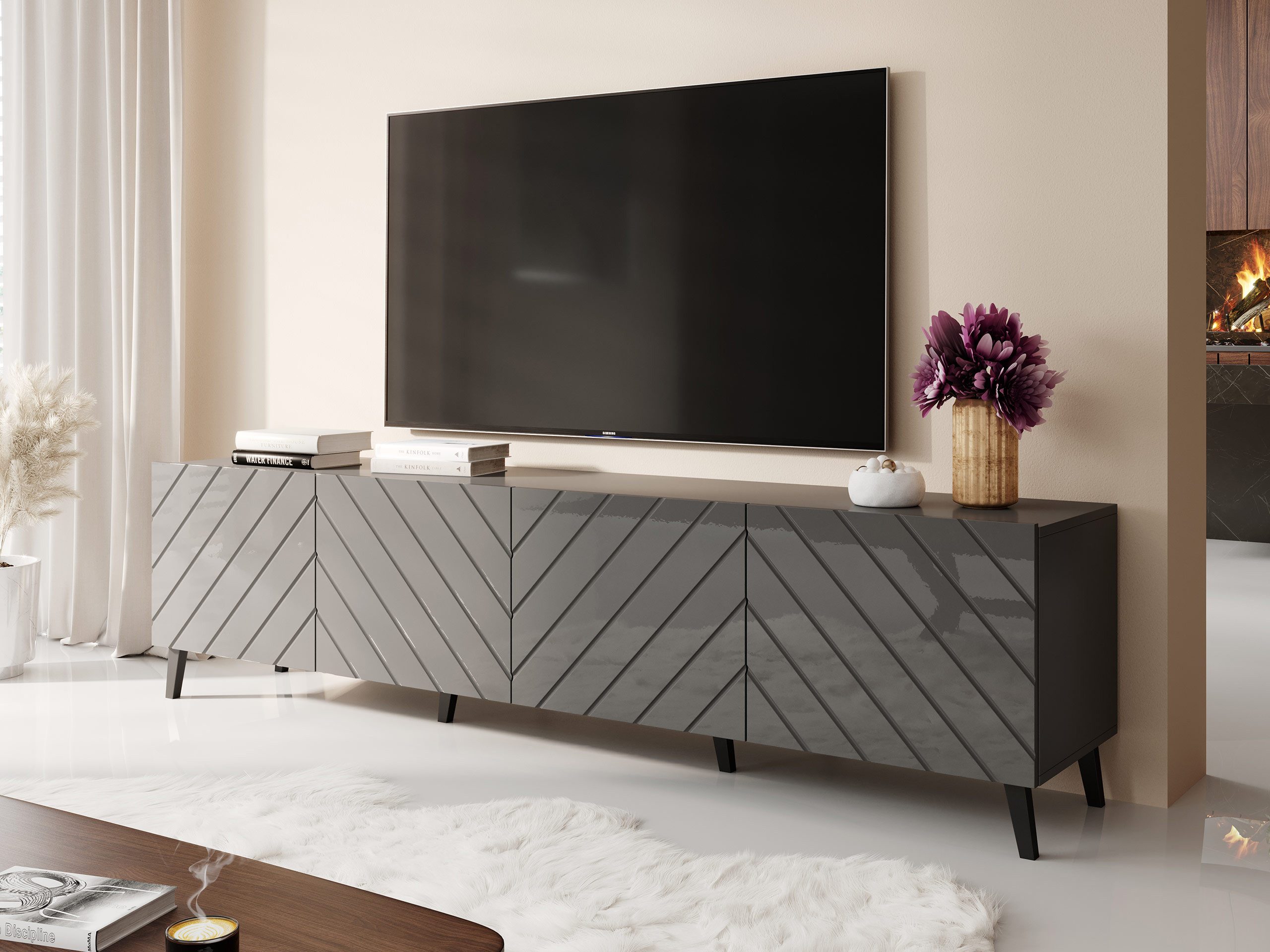 MIRJAN24 TV-Schrank Abeto 200 TV-Tisch mit 4 Türen, Wohnzimmer TV-Kommode