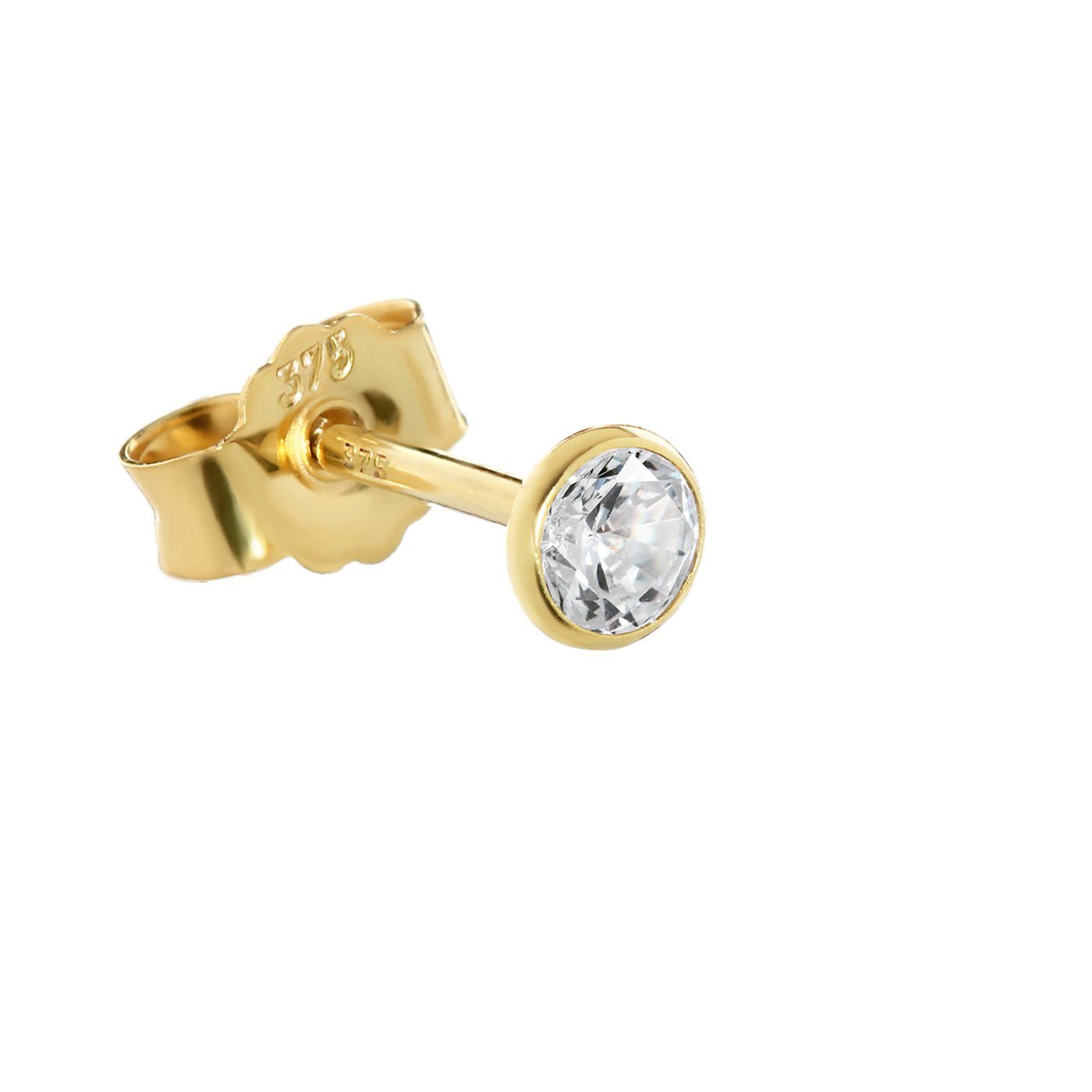 Single-Ohrstecker Einzel 3,5mm Ohrstecker Gelbgold 375 Gold Ohrring