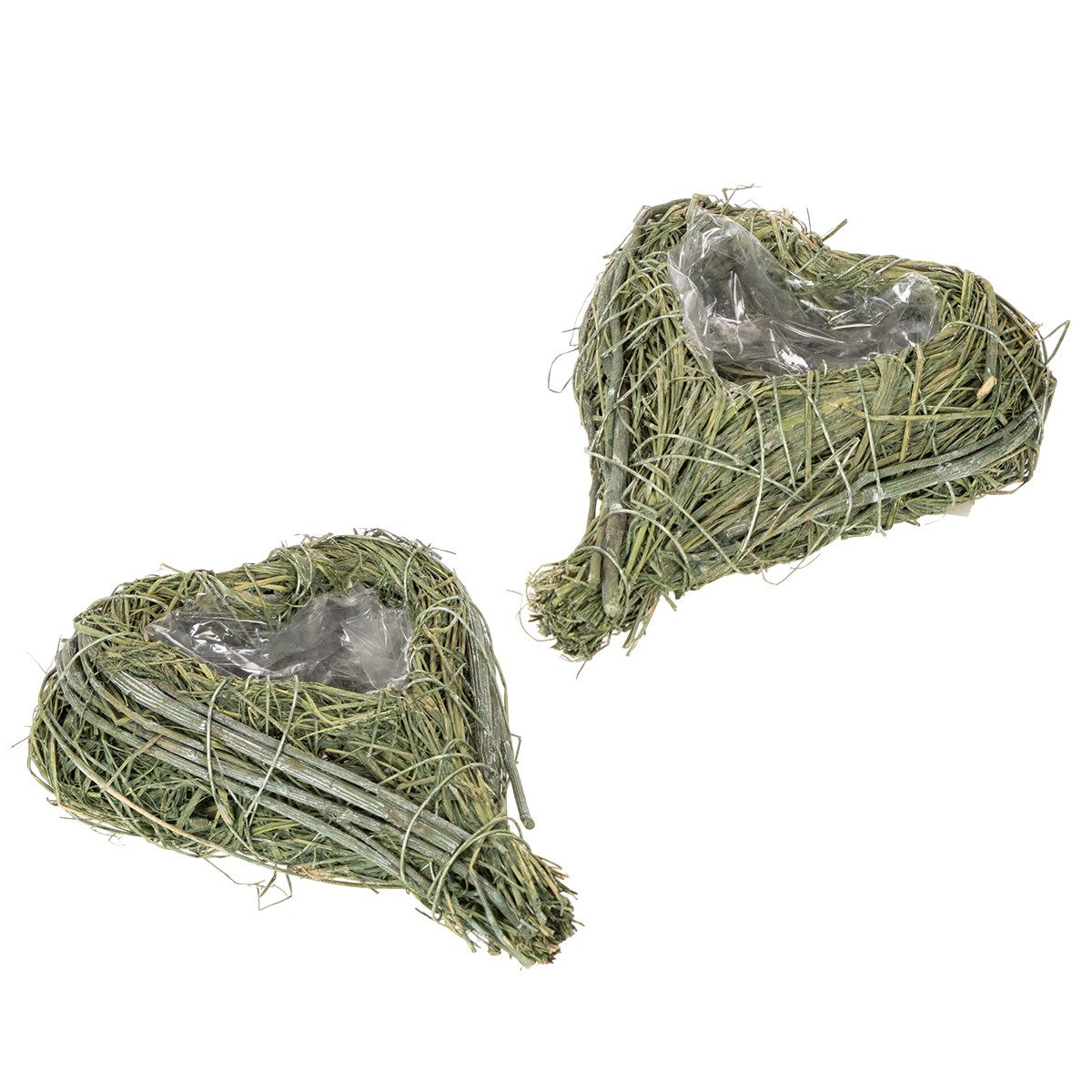 Florists Products Pflanzschale Deko-Herz aus Naturmaterial mit Einsatz für Blumenarrangements, 2 Stü