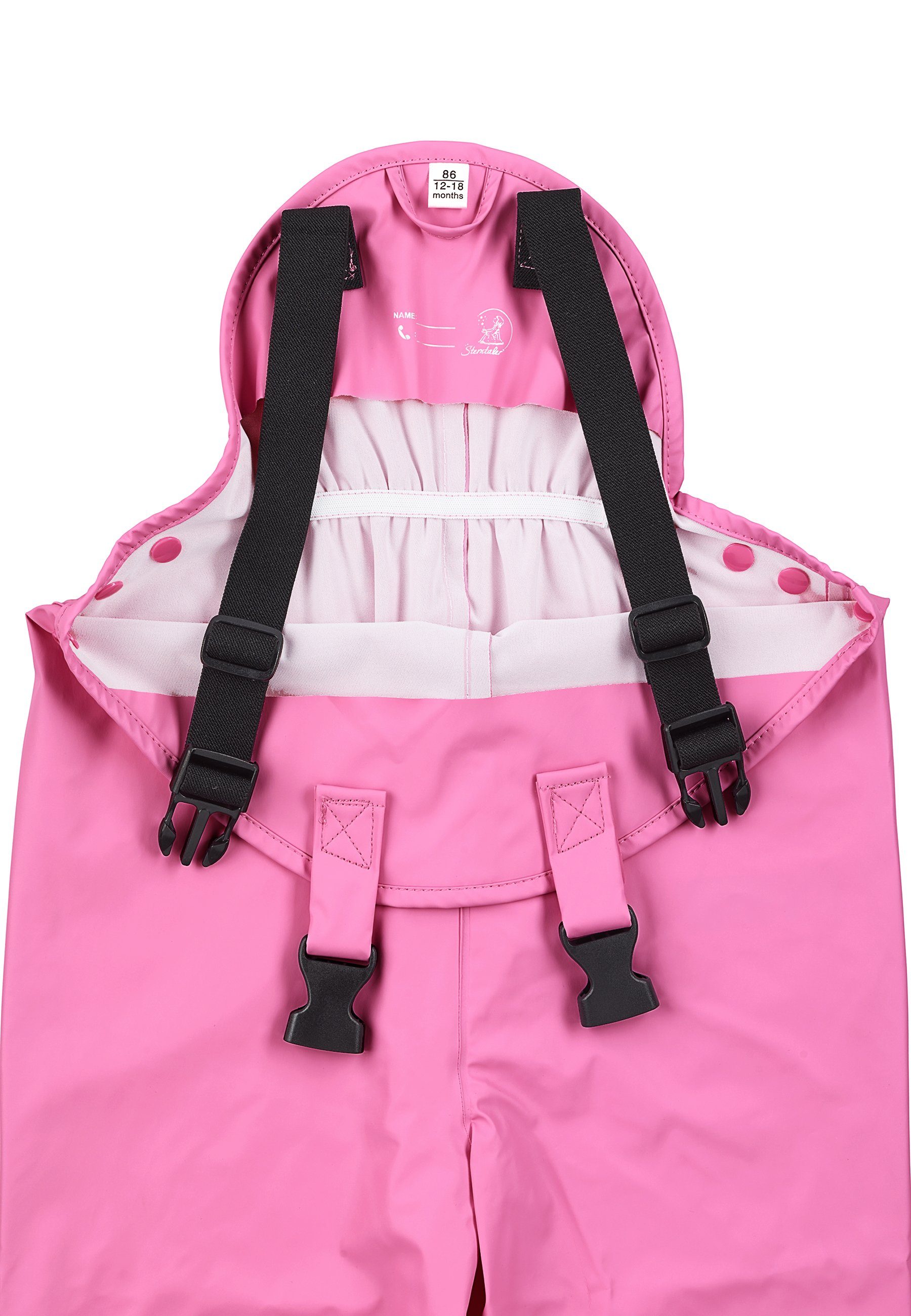Sterntaler® Regenhose Regenhose ungefüttert uni (1-tlg., Regenträgerhose mit Druckknöpfen, Regenhose mit süßen Motiven) Kinder Hosenträger mit Reflektoren, Matschhosenträger verstellbar