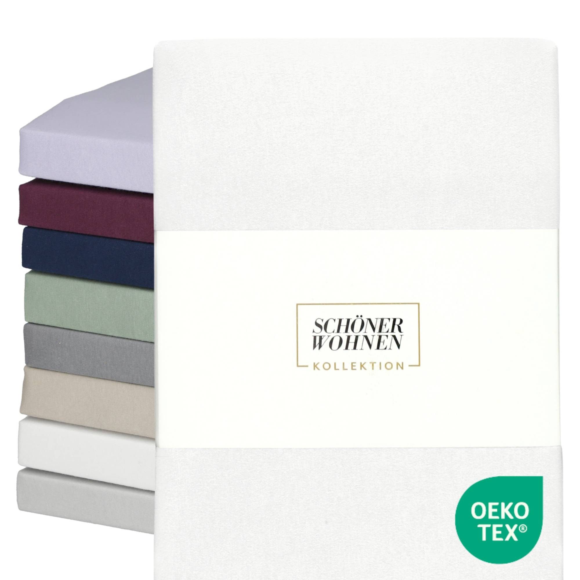 SCHÖNER WOHNEN-Kollektion Spannbettlaken BASIC Spannbettlaken, Mischgewebe, Gummizug: rundum, (1 Stück), 100 x 200 cm in Weiß