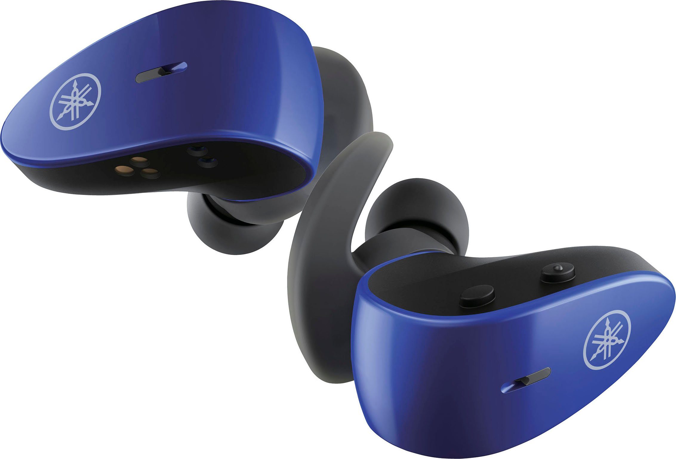 Yamaha TW-ES5A In-Ear-Kopfhörer (Freisprechfunktion, Sprachsteuerung, True Blau integrierte Musik, Anrufe Bluetooth) Google Assistant, für Siri, und Wireless, Steuerung