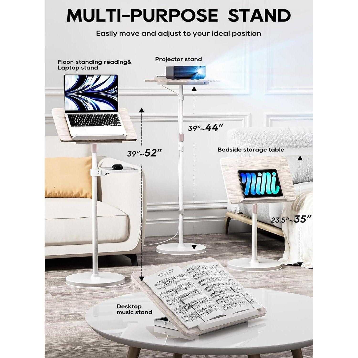 LuxusKollektion Buchstütze 2-in-1 Verstellbarer Buchständer Dual-Use Boden Tischhalter 60-132cm