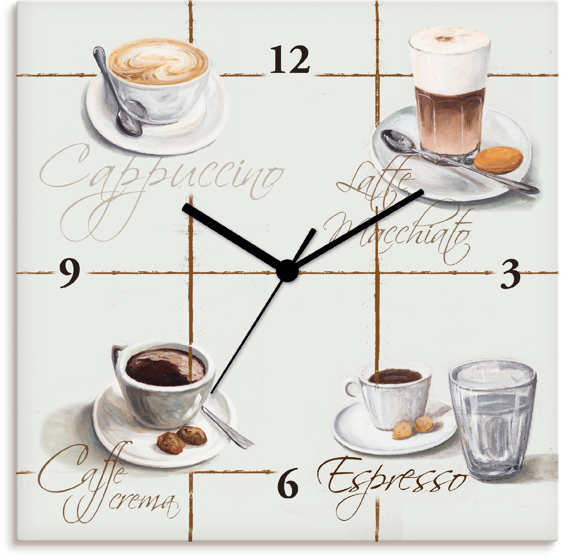 Artland Wanduhr »Cappuccino - Kaffee« (analog, 30 cm)