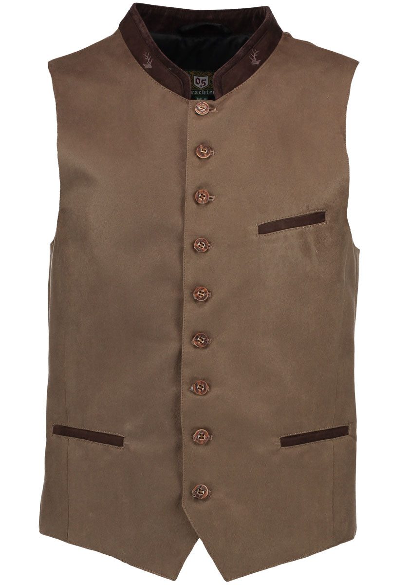 OS Trachten Trachtenweste Glayon Herren Weste mit Hirsch-Emblem auf Kragen günstig online kaufen