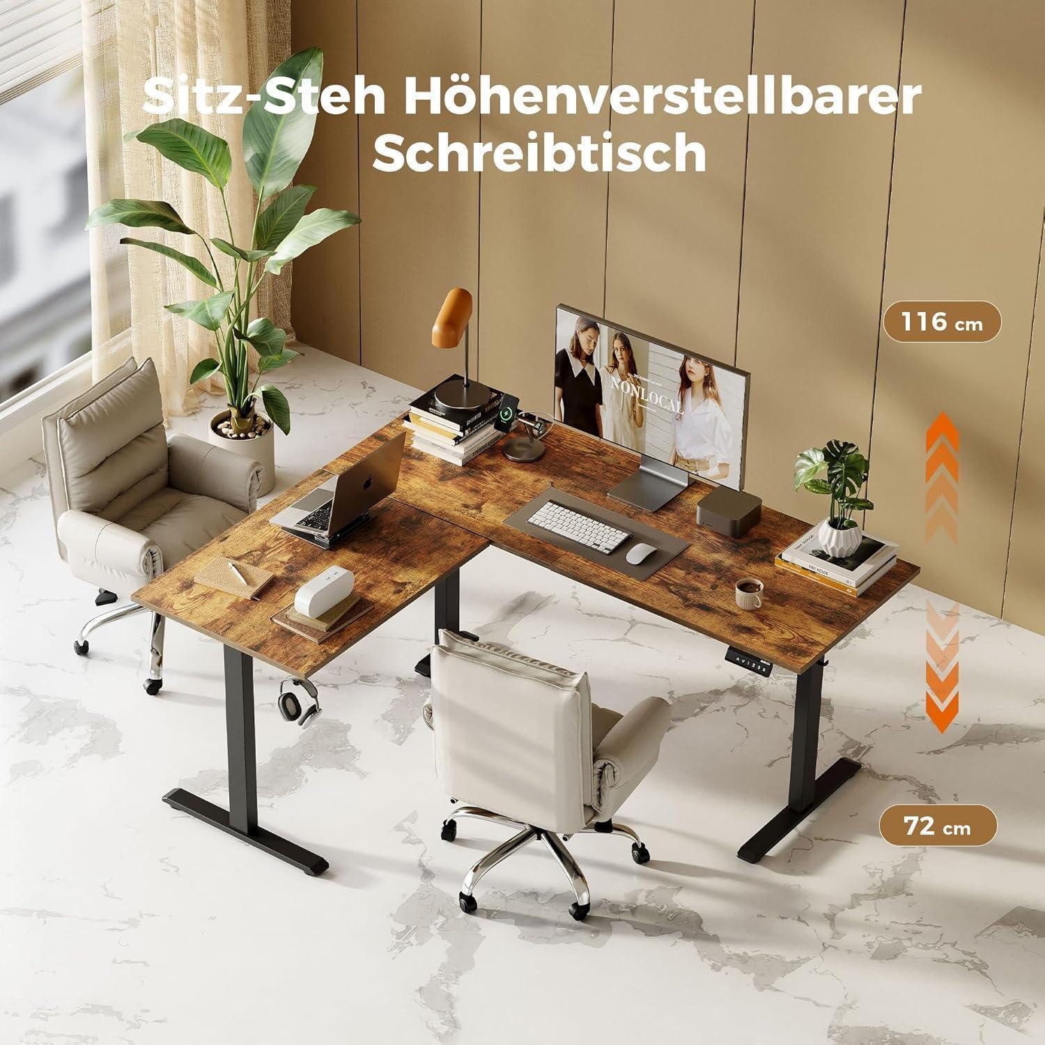 LuxusKollektion Eckschreibtisch Schreibtisch L Höhenverstellbar Elektrisch günstig online kaufen