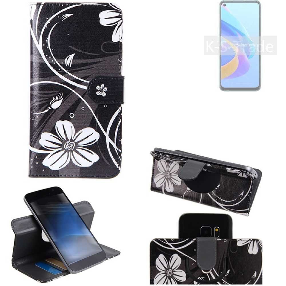 K-S-Trade Handyhülle für Oppo A76, Schutzhülle Handyhülle Hülle 360° Wallet Case ''Flowers''
