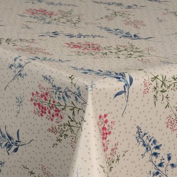 laro Tischdecke Wachstuch-Tischdecken Weihnachten Blumen Weiß Blau Rot rechteckig