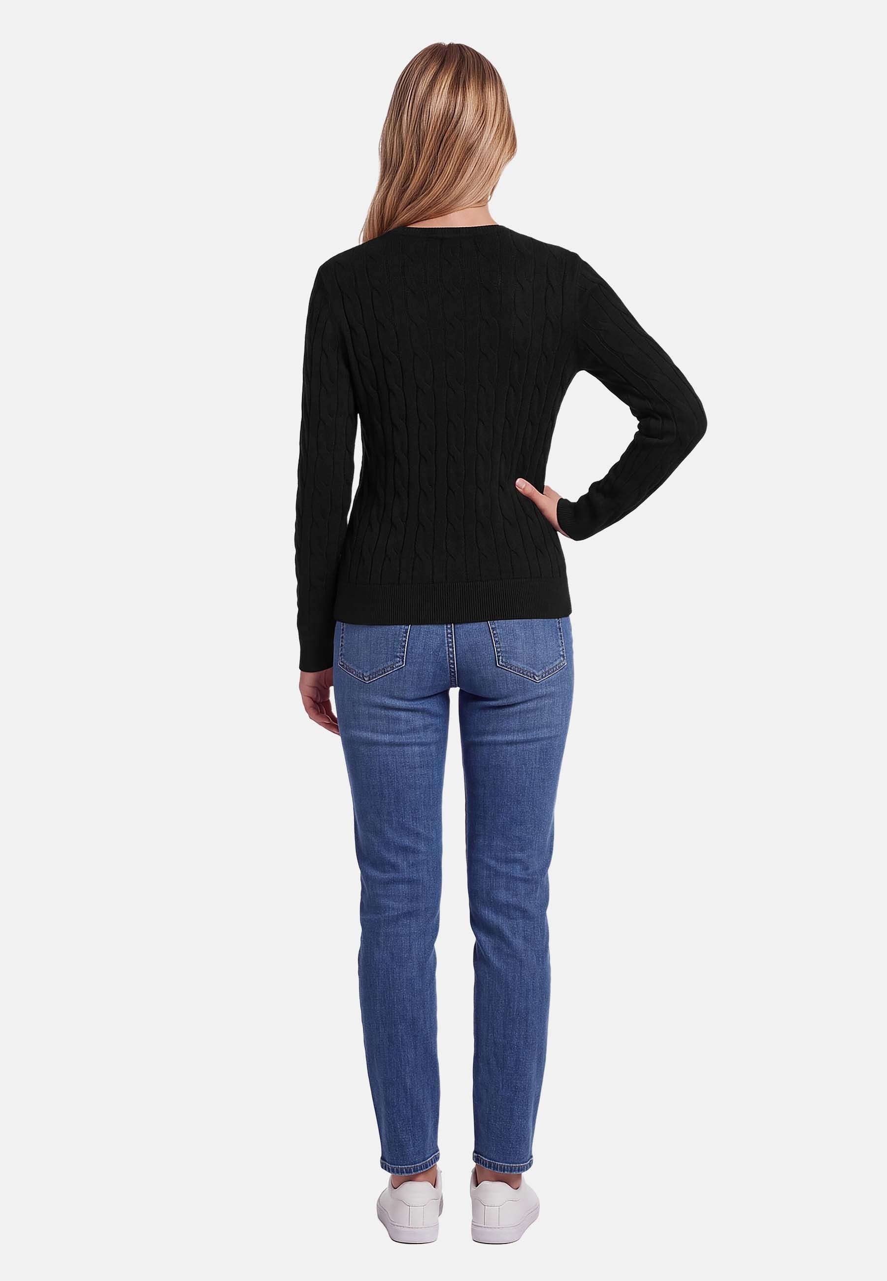 U.S. Polo Assn. Rundhalspullover mit Zopfmuster und V-Ausschnitt Klassischer Strickpullover mit Rippbündchen und dezenter Logostickerei – Bild 4 von 5
