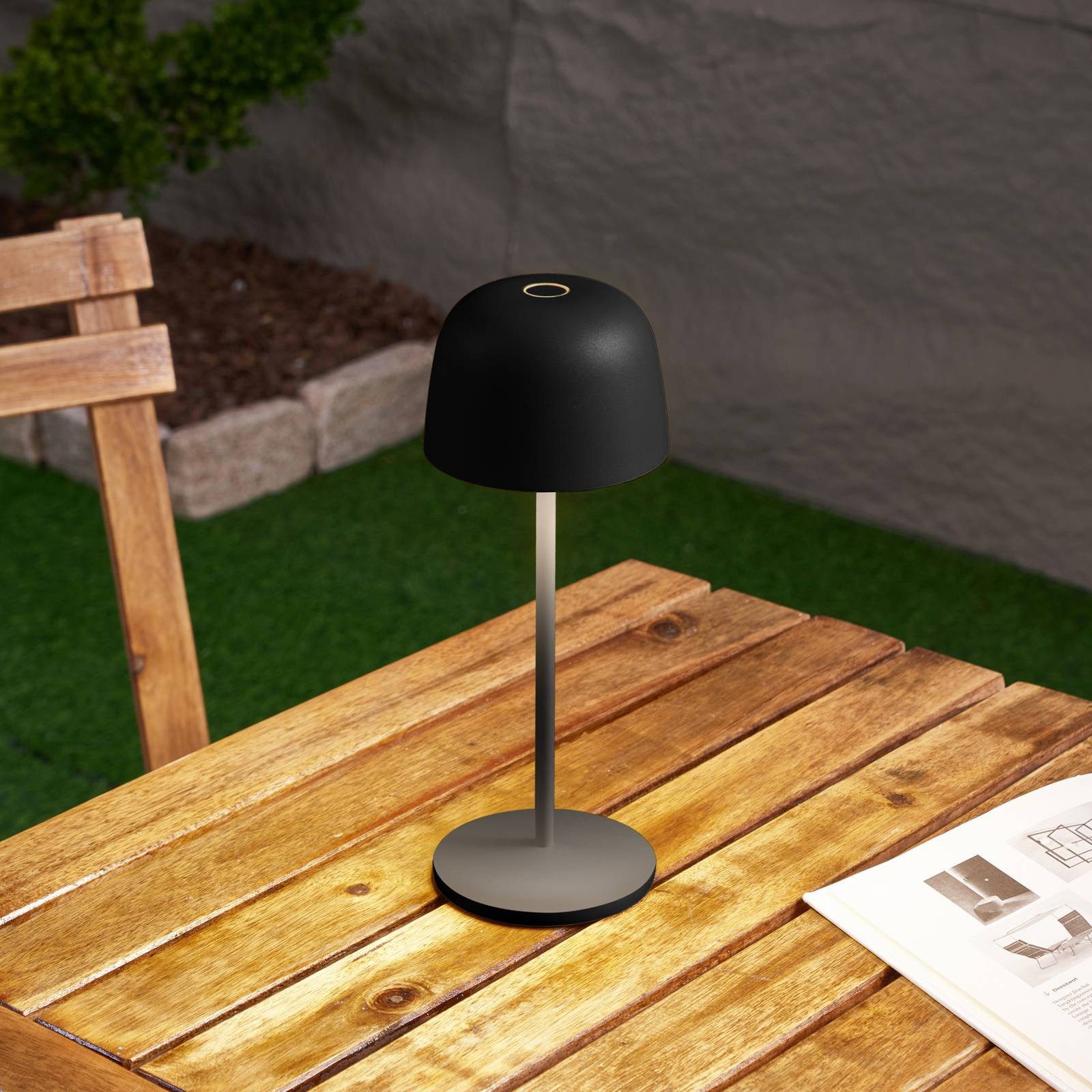 Lindby Außen-Tischleuchte Arietty, LED, Metall, Schwarz warmweiß IP65, 1 x 2,2 W LED, warmweiß