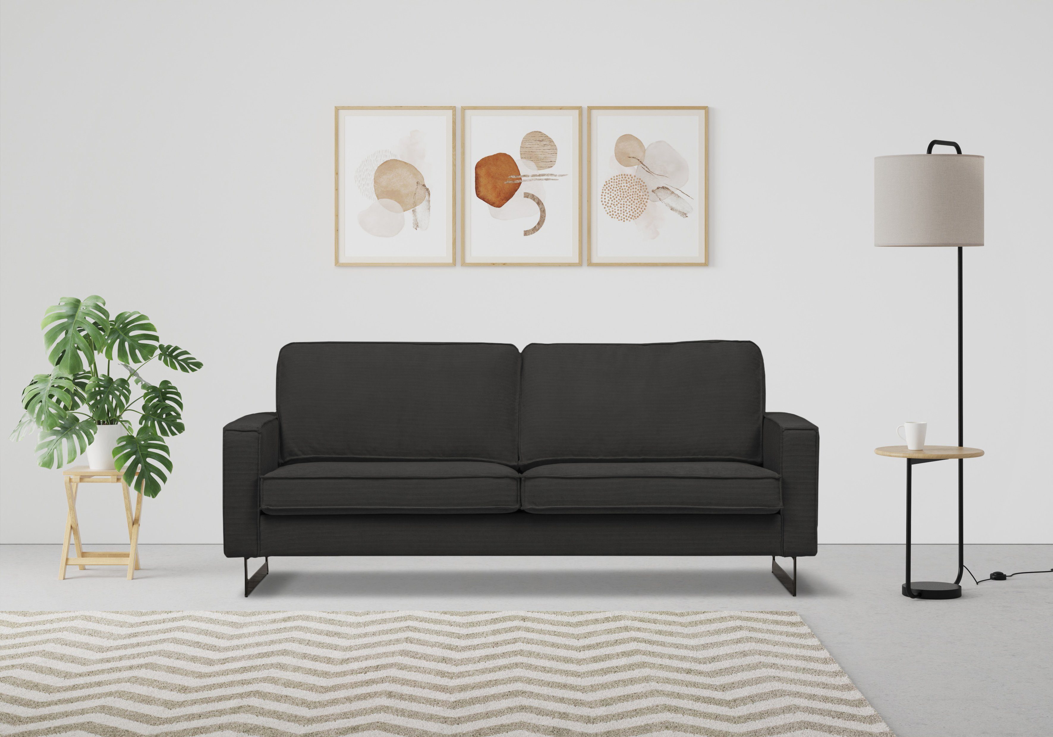 Places of Style 3-Sitzer "Pinto, 206 cm, Cord, Chenille, Lederoptik", mit K günstig online kaufen