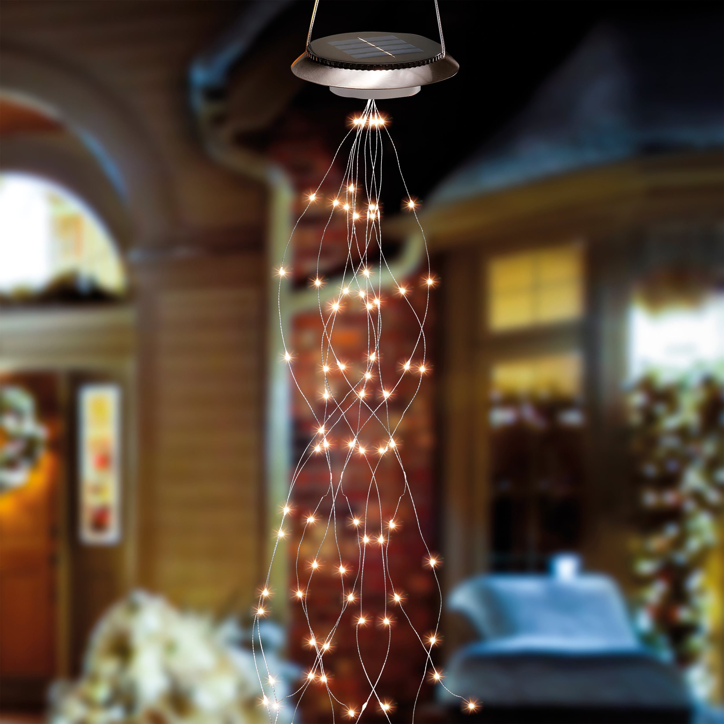 esotec LED-Hängeleuchte Solar Lichterschleicher Tamara 100cm 100 LEDs 2800K Baumlicht 102182, LED fest integriert