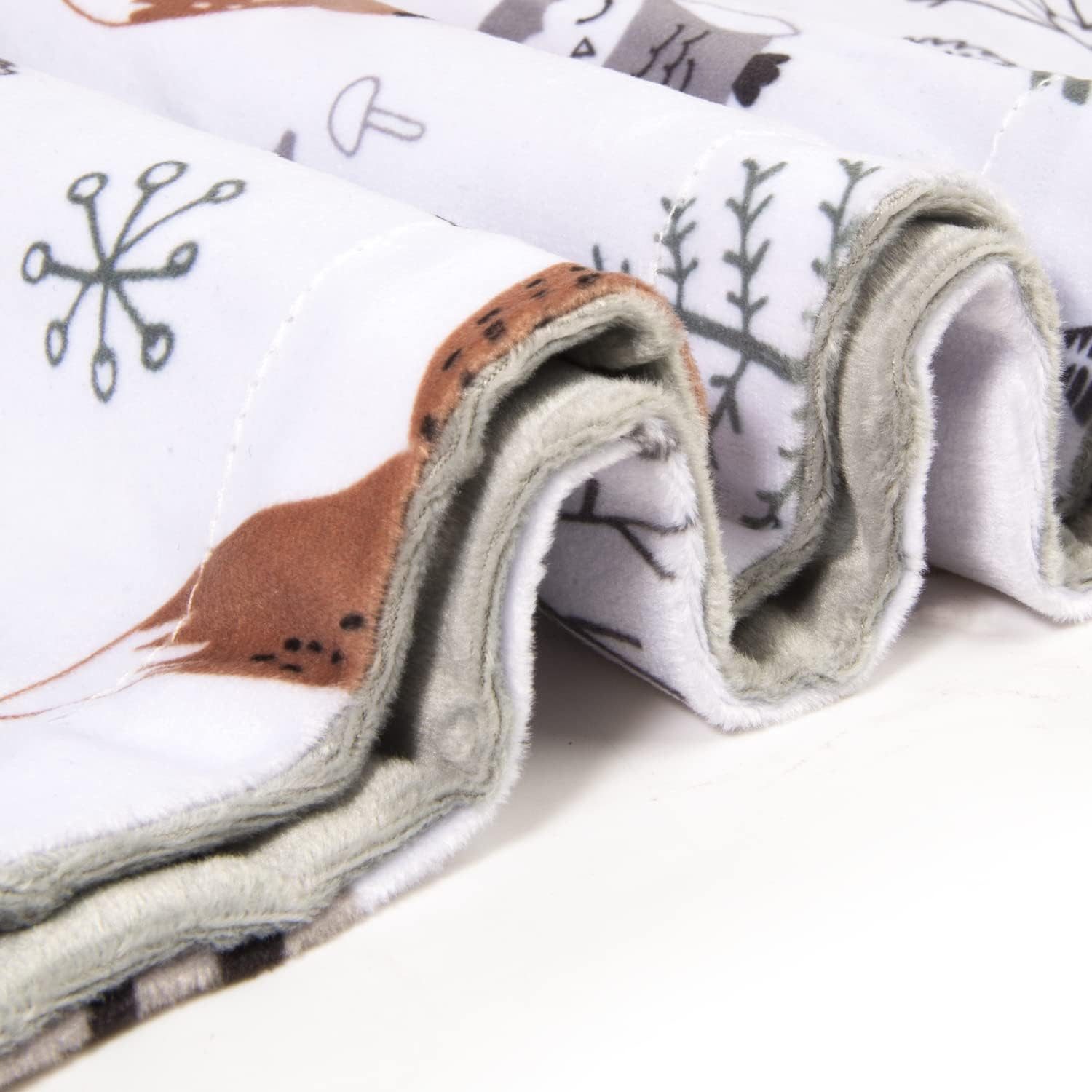 Einschlagdecke Babydecke Kinderdecke,weiche Plüsch-Minky-Decke mit doppellagiger, ibettertec, gepunkteter Rückseite für Kleinkinder, mit Waldmotiv,75 x 100 cm