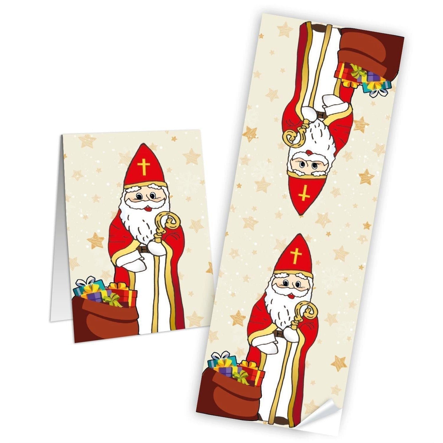 Logbuch-Verlag Aufkleber St Nikolaus Aufkleber rot weiß 7,2 x 21 cm 10 Stück