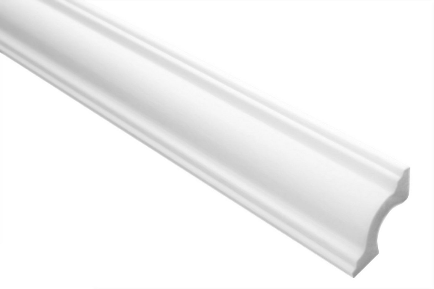 Thumbnail - marbet design Stuckleiste E-28, Musterstück (20cm), XPS Styropor weiß - Deckenleisten Deckenabschlussleisten E-Leisten -...