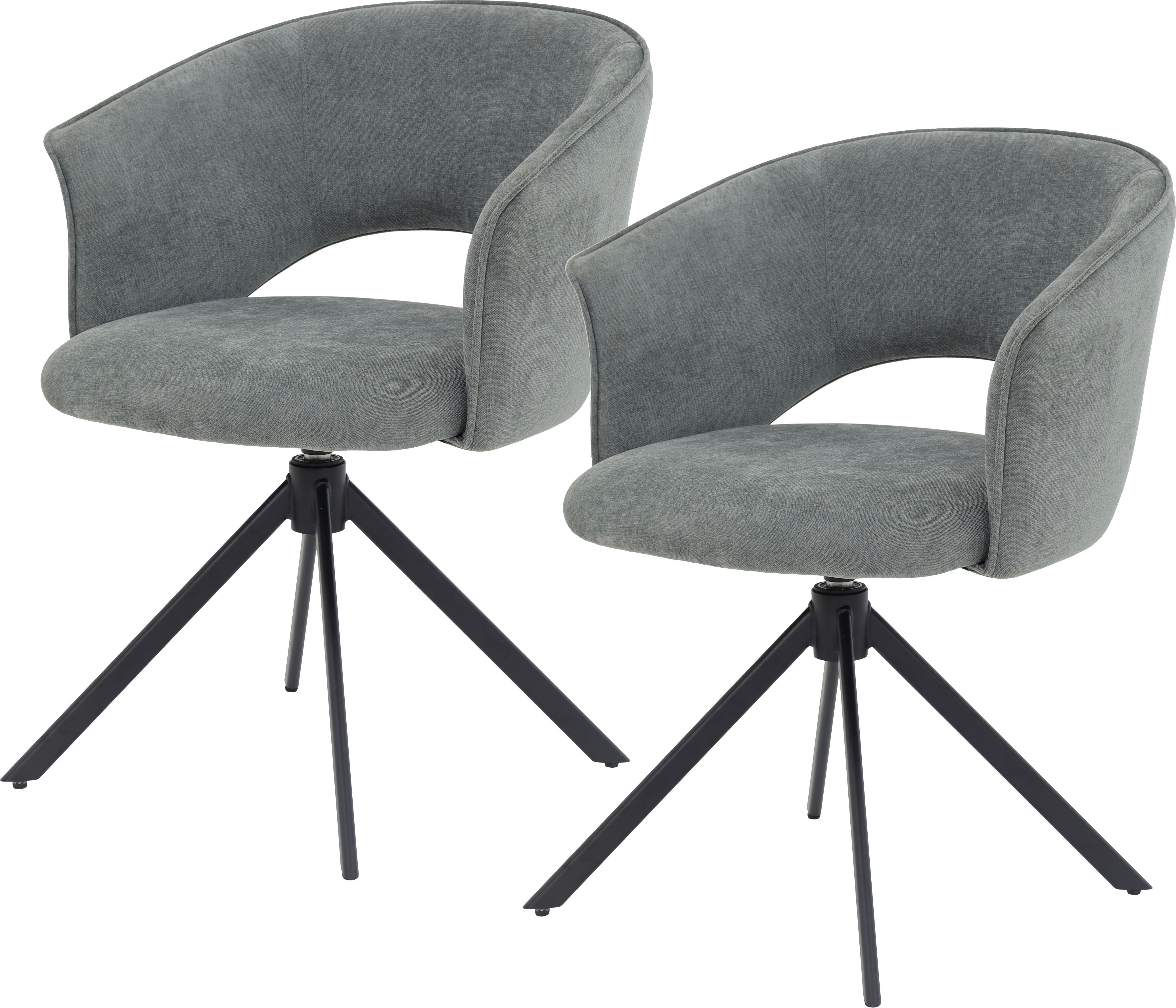 TOM TAILOR HOME Armlehnstuhl CURVY ARMCHAIR (Set, 2 St), mit Armlehnen, drehbar, Rückholfunktion, Rückenausschnitt