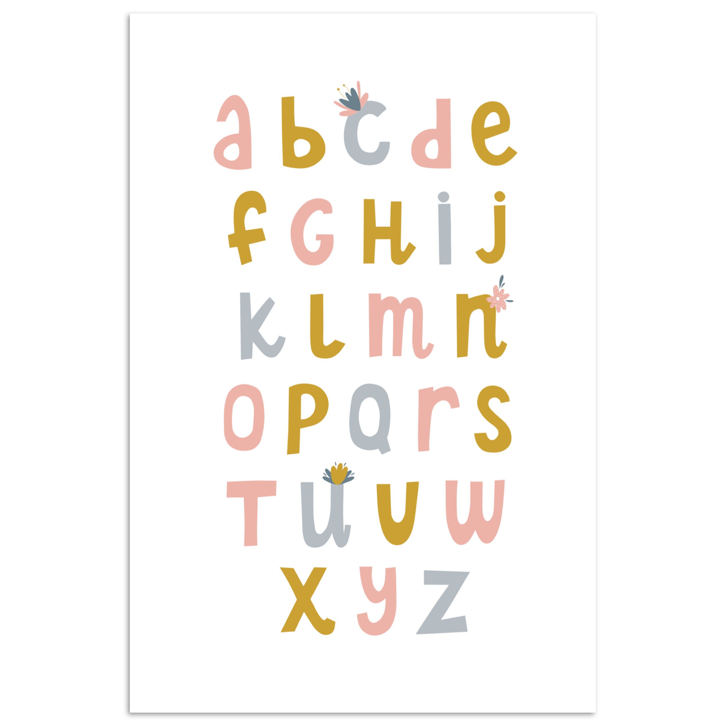 Poster Pädagogisch - Das Alphabet lernen - Mädchen - Buchstaben