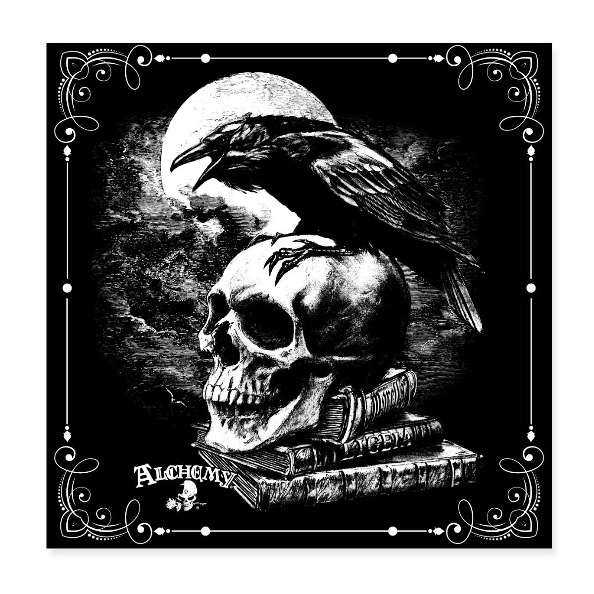 Spreadshirt Poster Alchemy England Rabe Poe's Raven Totenkopf Poster 20x20 cm