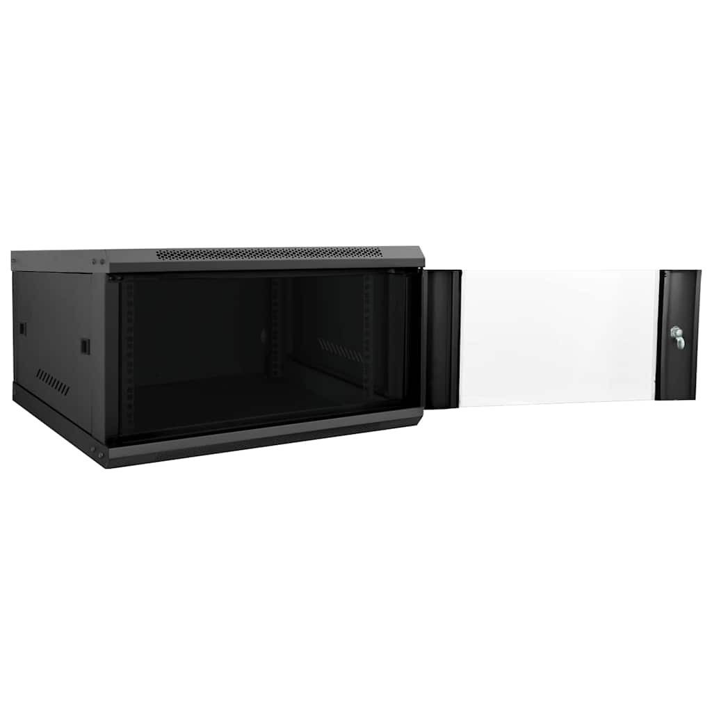 vidaXL Netzwerkschrank mit Speicher Schwarz 60 x 60 x 35 cm Stahl Netzwerk-Adapter