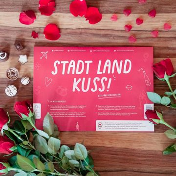 Pihu Spiel, Spiel für Paare STADT LAND KUSS, Geschenk zum Valentinstag, Reflexion in Beziehungen