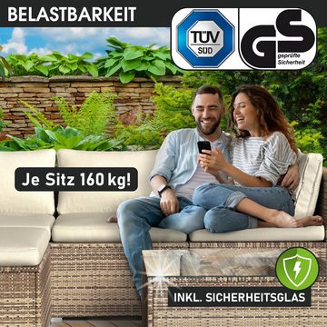 BRAST Gartenlounge-Set Relax für 6 Personen inkl. extra Dicke Kissen, TÜV geprüft Outdoor Loungemöbel Sitzgruppe Essgruppe Garnitur