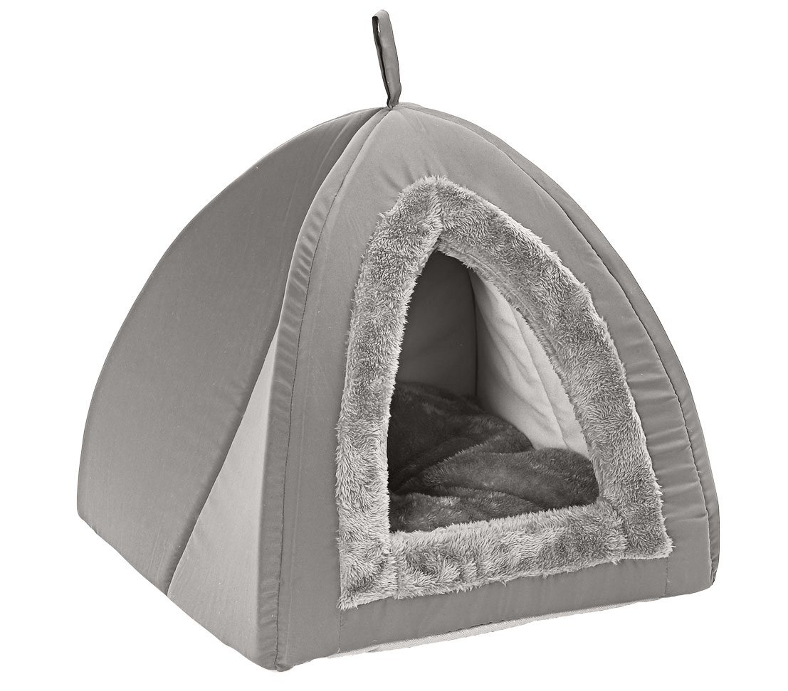 Dehner Tierbett Katzenhöhle Findus, 40 x 35 x 40 cm, Plüsch Katzenhöhle, auch für kleine Hunde wunderbar
