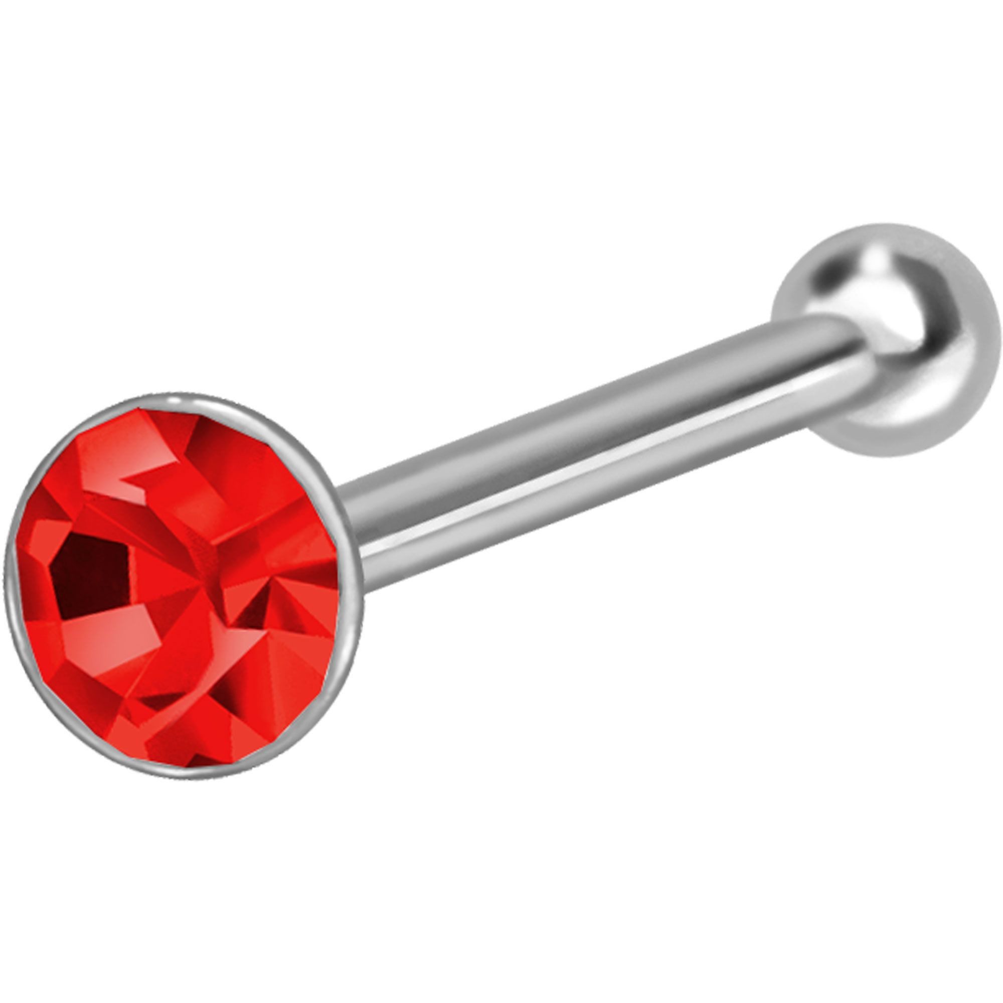 PIERCINGLINE Nasenpiercing 925er Silber Nasenstecker Pin RUNDER KRISTALL (Nasenstecker, 1-tlg)