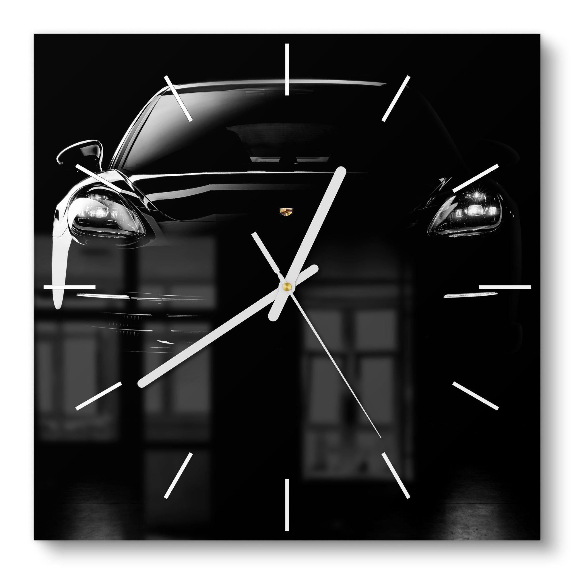 DEQORI Wanduhr 'Porsche Panamera Front' (Glas Glasuhr modern Wand Uhr Desig günstig online kaufen