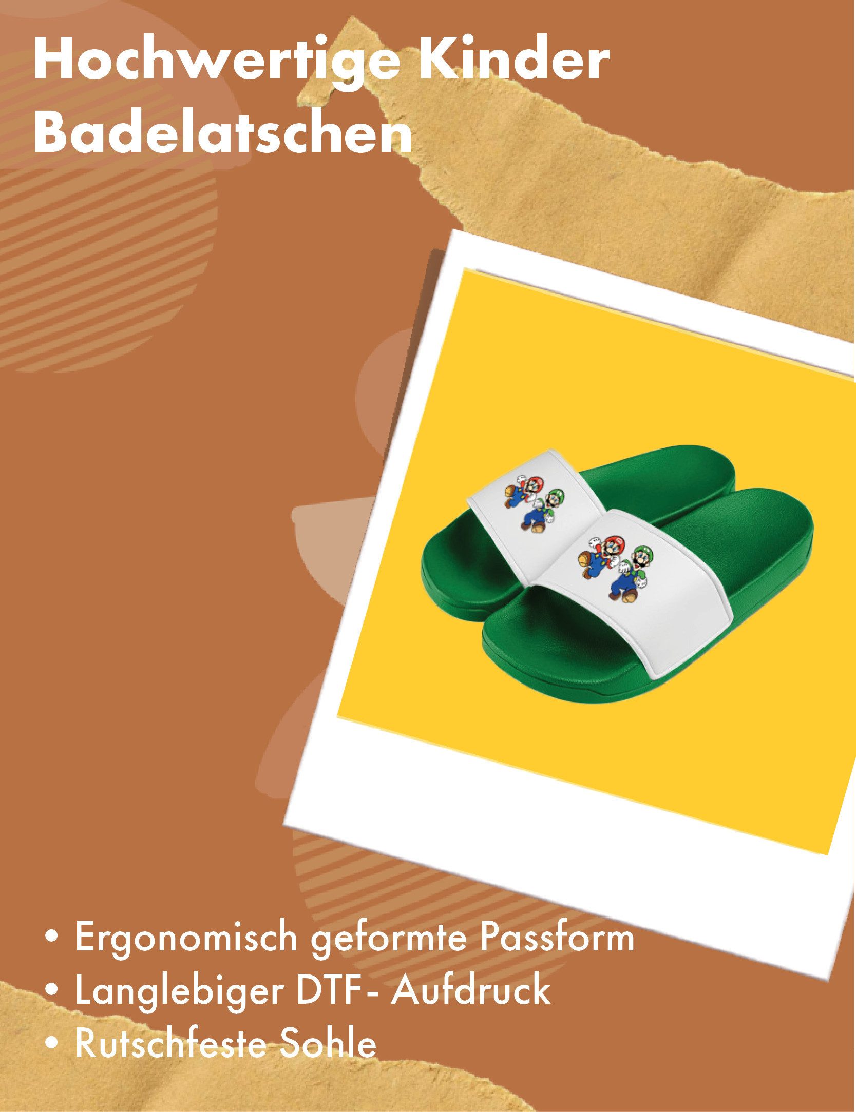 Youth Designz Mario und Luigi Kinder Badelatschen Flip Flops Badeschuh mit lustigen Aufdruck für Jungen und Mädchen