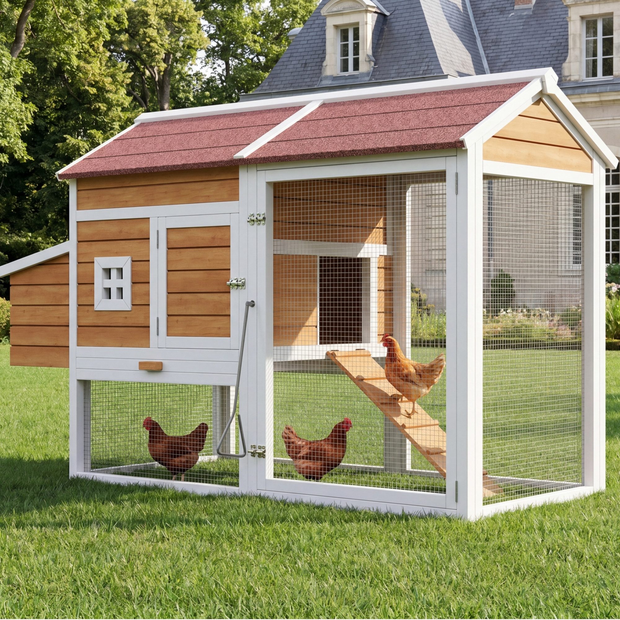 Flieks Kleintierkäfig, Hühnerstall mit Legenest, verzinkte Schublade, Sitzstange, Verschluss