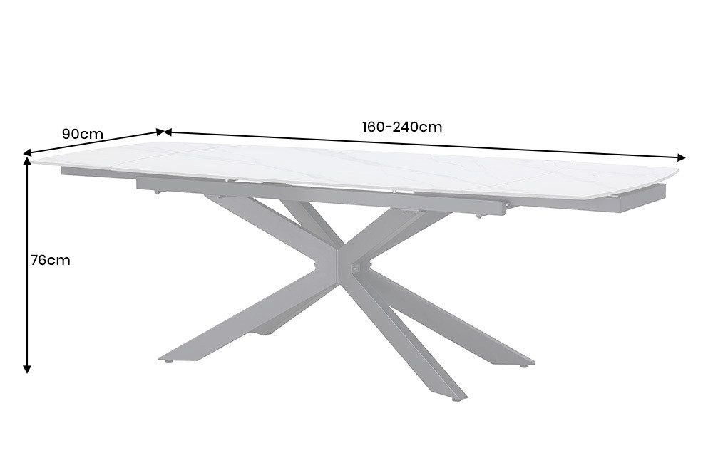 riess-ambiente Esstisch COSMOS 160-240cm weiß/schwarz - Keramik, Metallgestell, ausziehbar (Einzelartikel, 1-St), verlängerbarer Konferenztisch für 12 Personen  – Bild 5 von 5