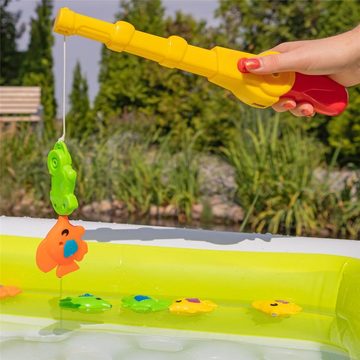 Idena Badespielzeug Angelset magnetisch 8-teilig, Badespielzeug-Set Wasserspielzeug mit bunten Gummifischen