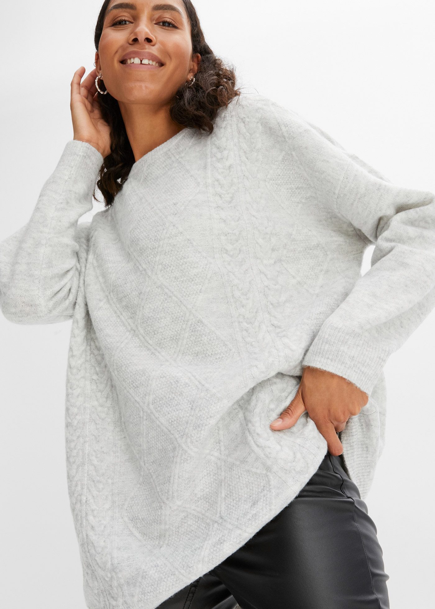 bonprix Strickpullover Oversize-Pullover mit Zopfmuster günstig online kaufen