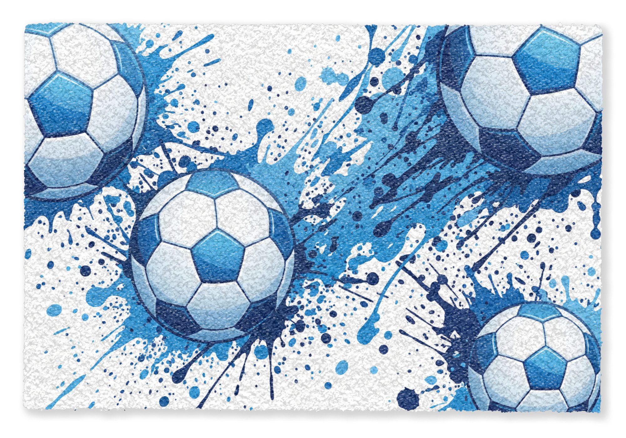 MuchoWow Fußmatte Fußbälle - Farbe - Sport - Blau, Rechteckig, innen Schmutzfangmatte, Tür, Schmutzfänger Flur, Teppich 60x40 cm