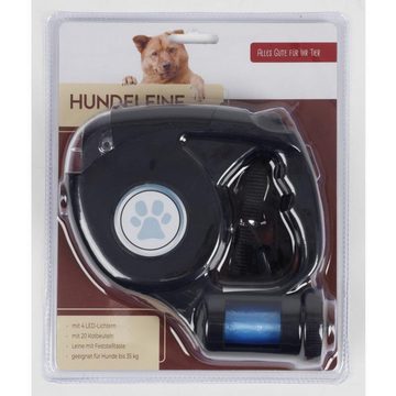 BURI Hundeleine Hundeleine mit 4 LEDs+20 Kotbeutel L:4,6m Haustierbedarf Hunde Leine