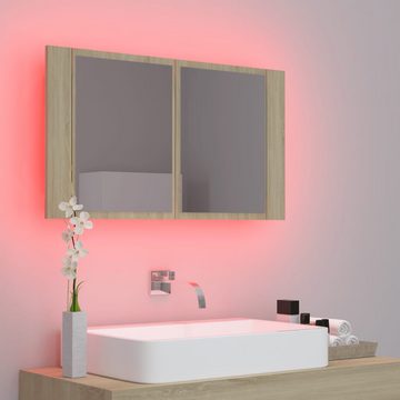 vidaXL Badezimmerspiegelschrank LED-Bad-Spiegelschrank Sonoma-Eiche 80x12x45 cm Acryl (1-St)