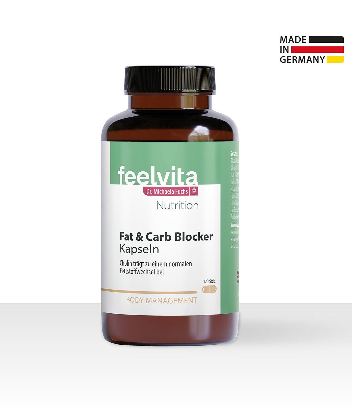 Genius Feelvita Nutrition Fat & Carb Blocker Kapseln Kapseln, 1 er 2-Monatsvorrat (120 Kapseln) à, hergestellt und entwickelt in Deutschland