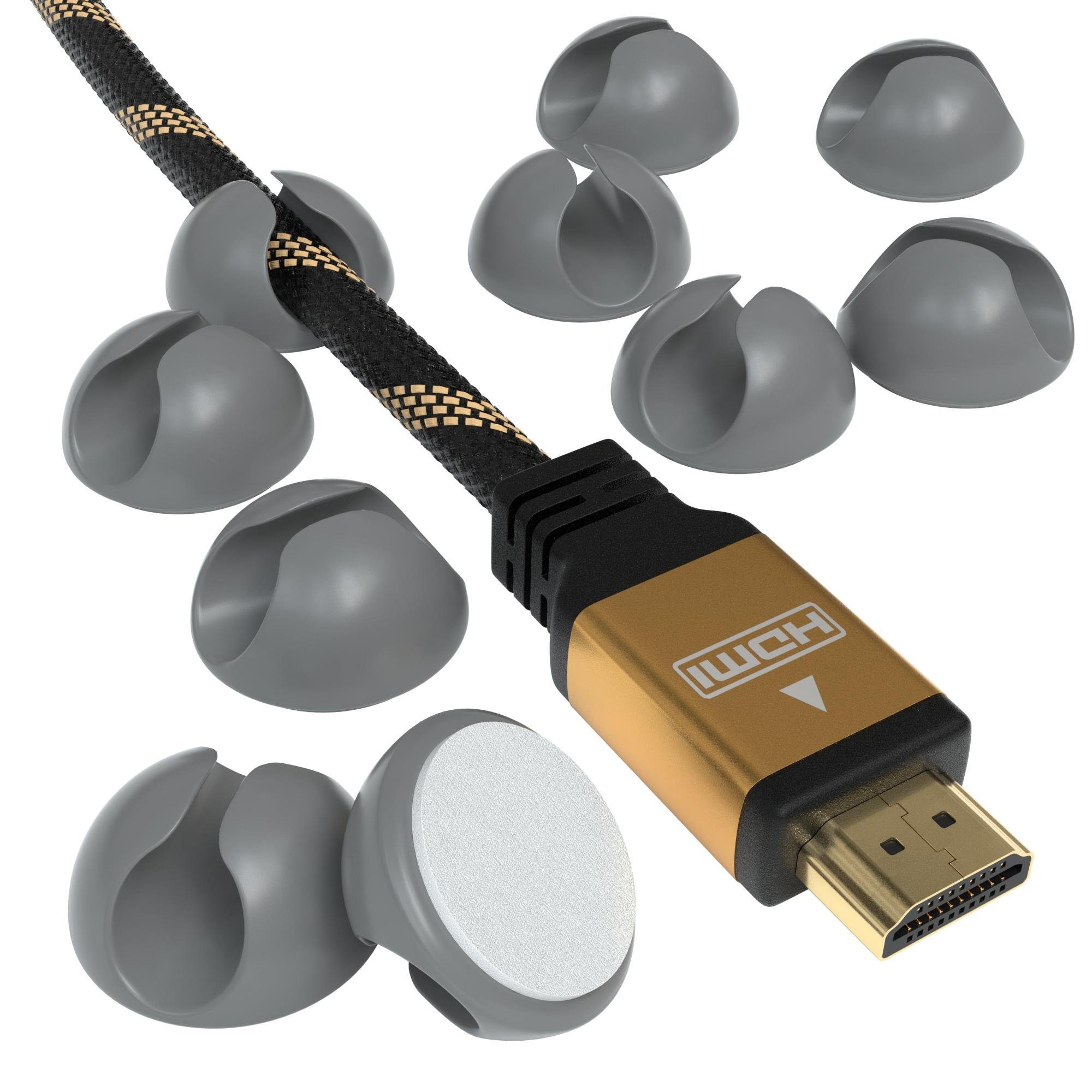 EAZY CASE Электропроводführung 12x Электропроводmanagement Set, Электропроводbinder Clips Электропроводmanagement Selbstklebend Электропровод Organizer Grau