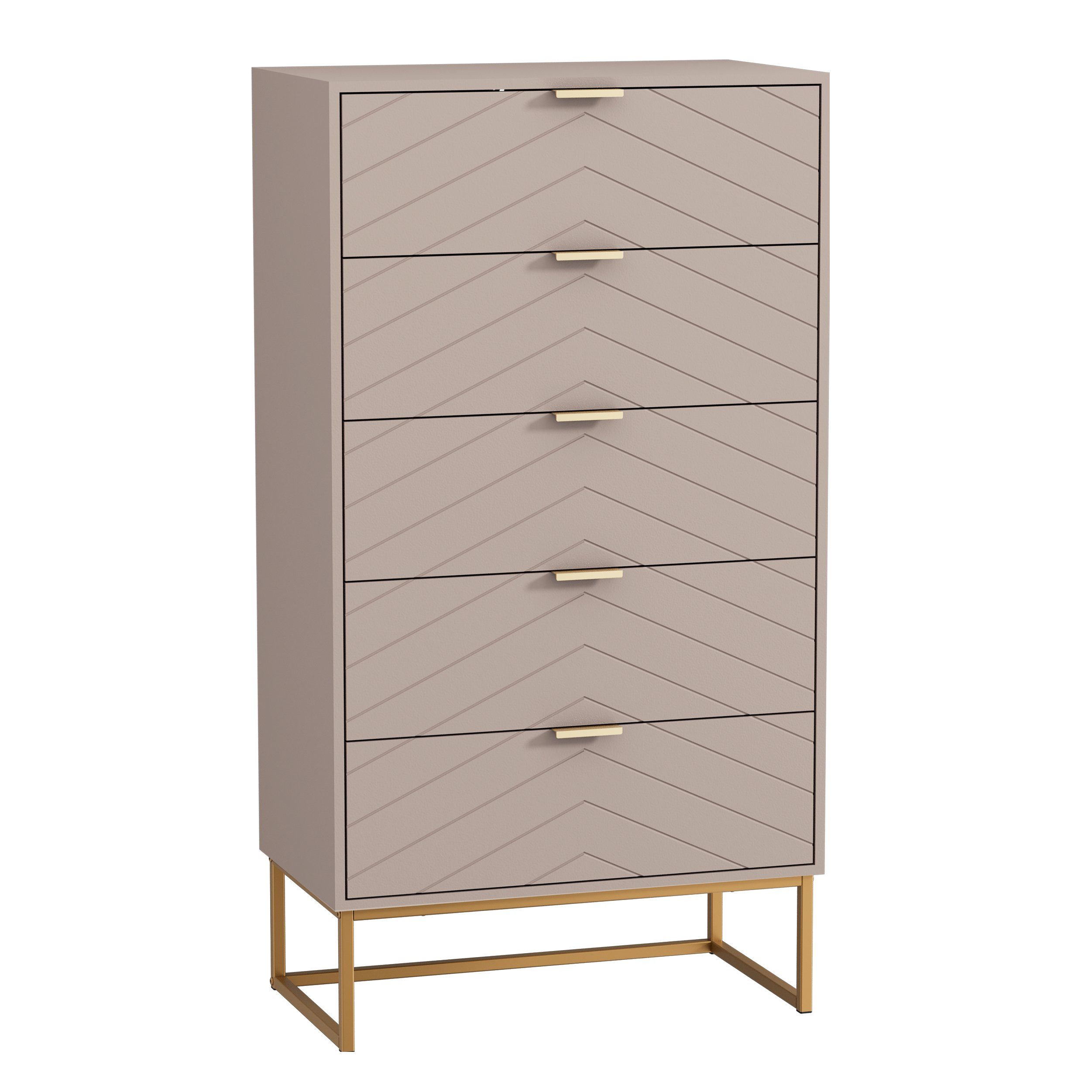 UEV Kommode mit 5 Schublanden, Sideboard, Schubladenschrank, Schmal kommode modern (60x34x110cm, Schrank für Wohnzimmer Schlafzimmer Flur Büro), mit Kippschutz Aufbewahrungskommode, Mehrzweckschrank aus Holz