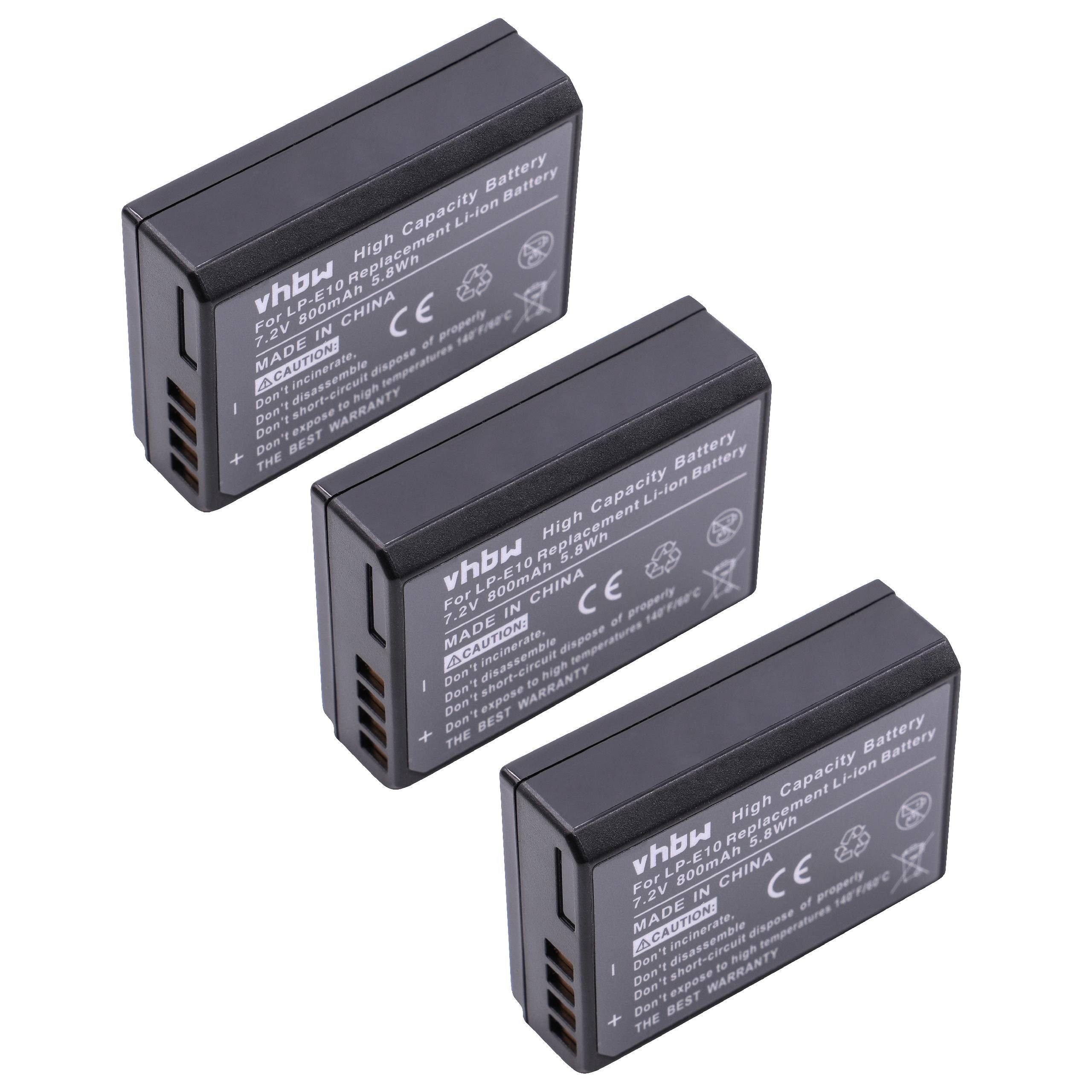 vhbw Ersatz für Canon LP-E10 für Kamera-Akku Li-Ion 800 mAh (7,2 V)