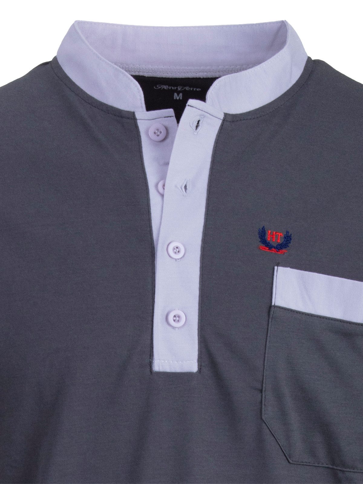 Henry Terre Nachthemd Nachthemd Langarm - Stehkragen Unifarben