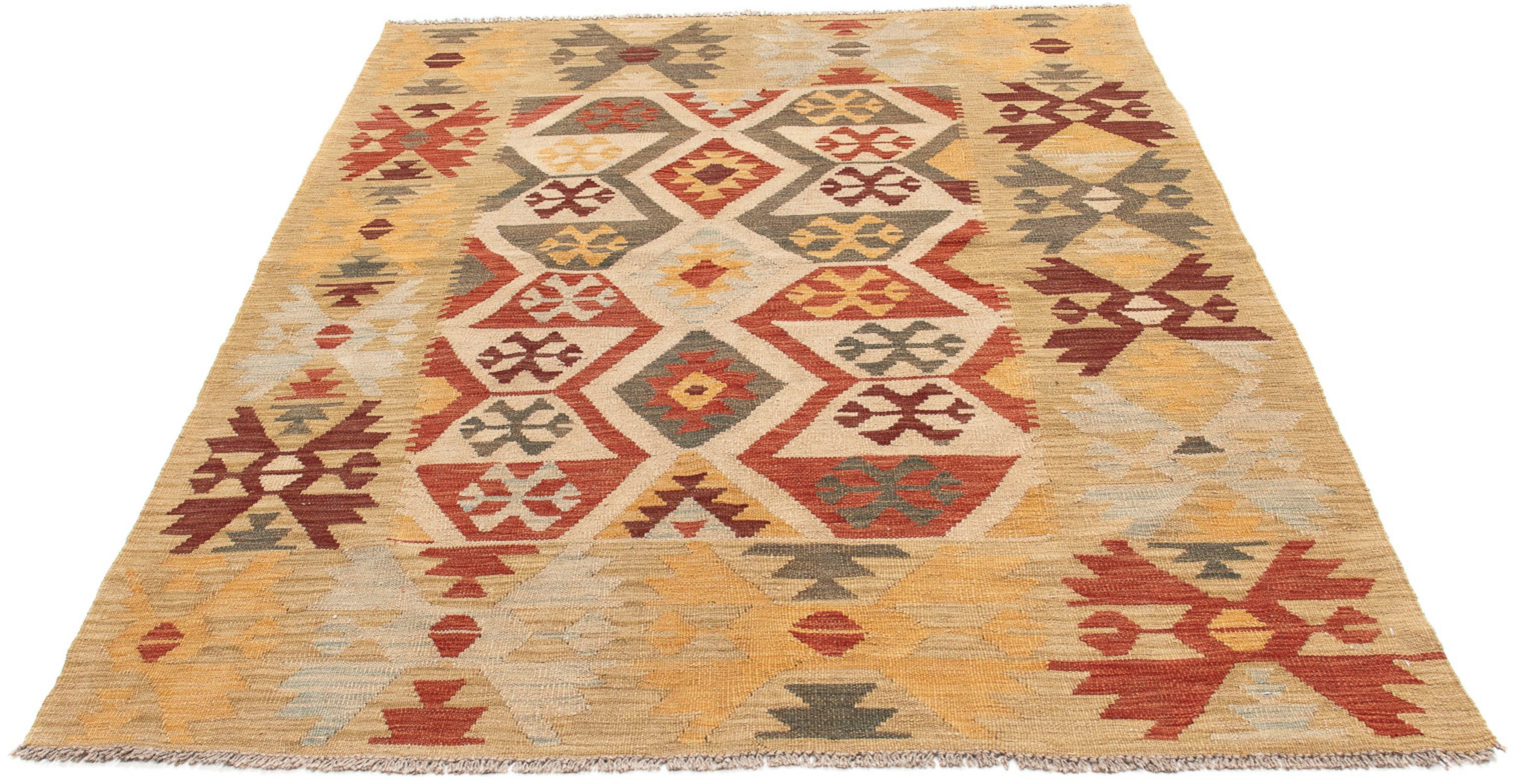 Wollteppich Kelim - Oriental - 194 x 144 cm - mehrfarbig, morgenland, rechteckig, Höhe: 4 mm, Wohnzimmer, Einzelstück