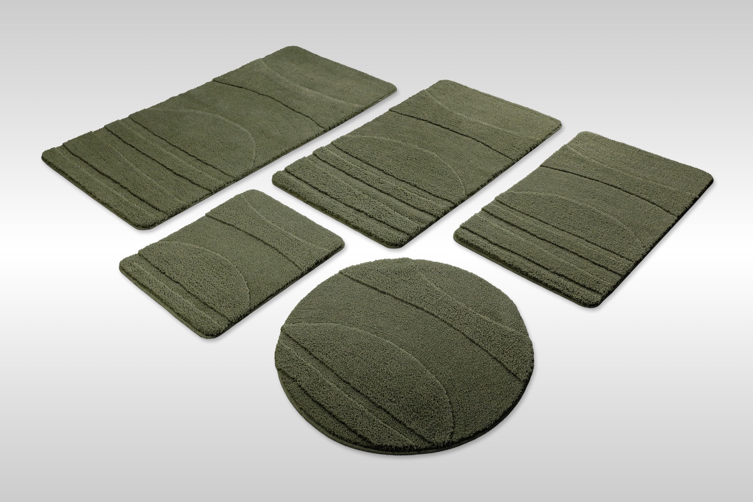 Wecon home Badematte Marc, Höhe 25 mm, rutschhemmend beschichtet, schnell trocknend, Polyester, rechteckig, Badteppich, Hoch-Tief-Linien, weich, rutschhemmend, waschbar, getuftet