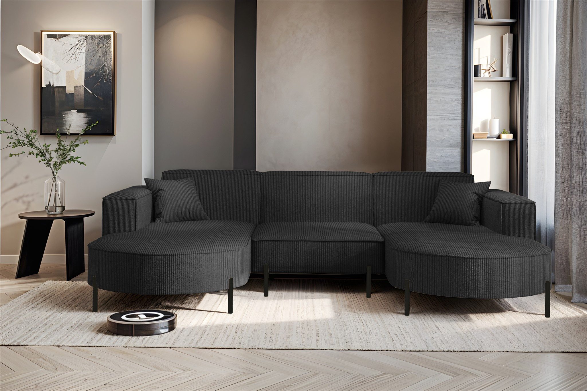 Wohnlandschaft Sofa U-Form VALENCIA in Stoff