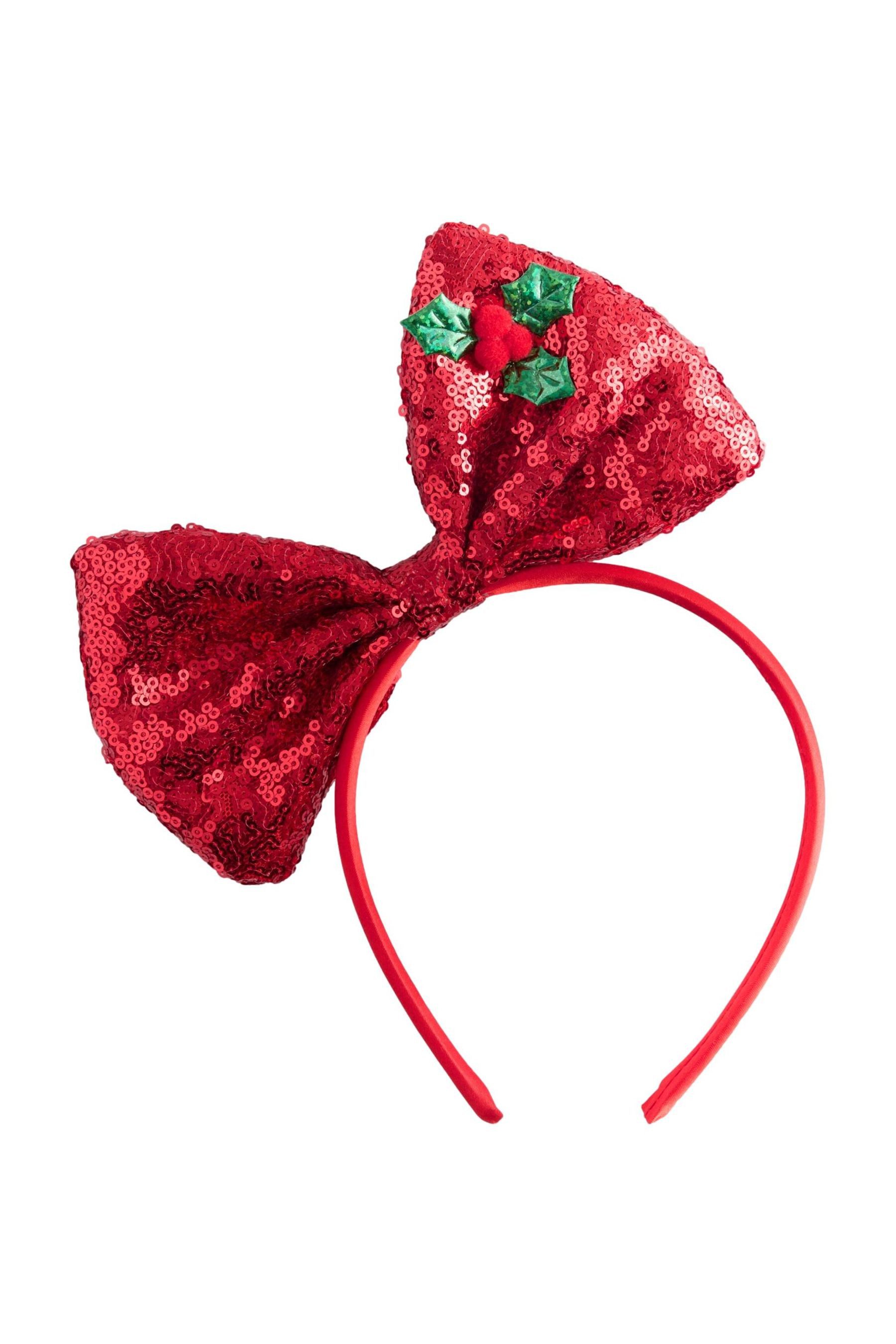 Next Haarreif Weihnachtshaarband mit Schleife und Pailletten